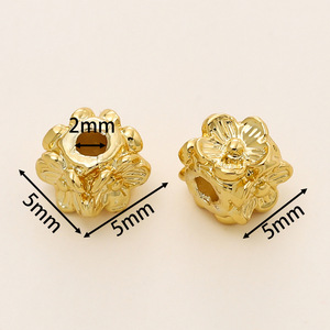 18k Gold Plated Flower Spacer Beads <b>Copper</b> DIY Jewelry Making For <b>Bracelet</b> Accessories 6mm Round Shape - Product Image 2