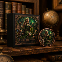 Pièce commémorative en cuivre fin 999 de 1 oz, motif elfe de la forêt enchantée, double face gaufrée, coffret cadeau, artisanat métallique, souvenir