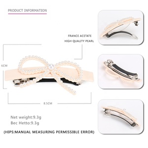 Style coréen Arc Pinces À <span class=keywords><strong>Cheveux</strong></span> En Acétate De Cellulose Barrettes à <span class=keywords><strong>Cheveux</strong></span> Élégant Arc <span class=keywords><strong>Perle</strong></span> Bijoux - Product Image 5