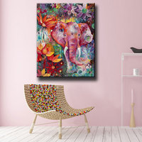 Peinture diamant 5D DIY, décoration d'éléphant et de fleurs, faite à la main, 3F704