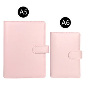 Organiseur/Agenda en cuir A5 6 anneaux métalliques, couverture rigide en cuir PU, six trous, avec porte-cartes, cadeau économique, classeur <span class=keywords><strong>personnel</strong></span> - Product Image 1