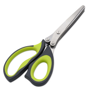 <b>Kitchen</b> <b>Scissor</b> Stainless Steel Five Layer Multi Purpose Home Use Greenish Gray Handle Straight Head - Product Image 3