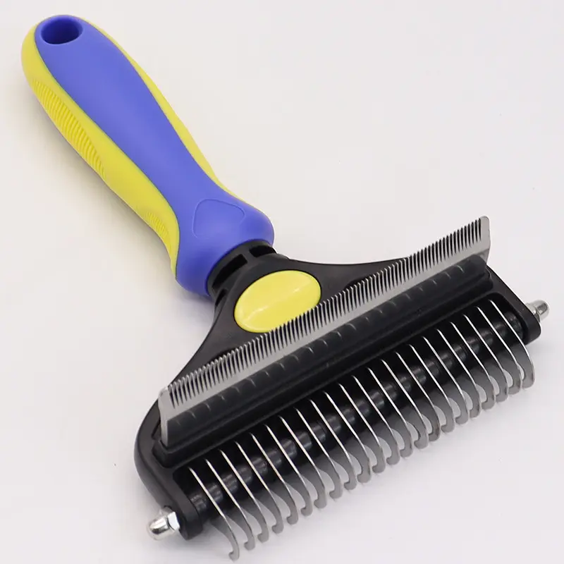 Shedding And Grooming Comb Tool Dog And Cat Comb Animal Hair Removal Brush Double Sided Undercoat Rake For Dogs Cats Comb
