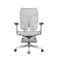 Chaise de bureau ergonomique minimaliste en maille avec soutien lombaire indépendant, accoudoirs rotatifs à 360 degrés, cadre en aluminium pour bureau à domicile