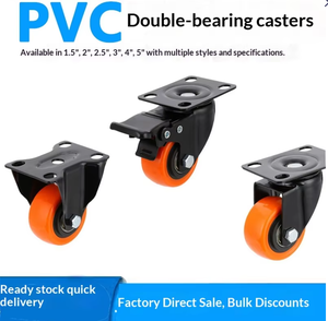 Toptan 2,5 inç Çift Rulmanlı Mobilya Ofis Sandalyesi Tekerlekleri PVC Üst Plakalı Hafif Döner Aşınmaya Dayanıklı Tekerlekler - Product Image 2