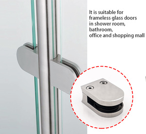Morsetto per Vetro da Doccia in Acciaio Inox Resistente, Montaggio a Parete, <span class=keywords><strong>Cerniera</strong></span> Quadrata per Vetro da Bagno - Product Image 3