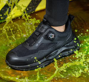 Bottes de travail de sécurité durables et fonctionnelles pour hommes, automne/hiver, construction en usine, antidérapantes, empeigne en maille, embout en acier, semelle en caoutchouc - Product Image 5