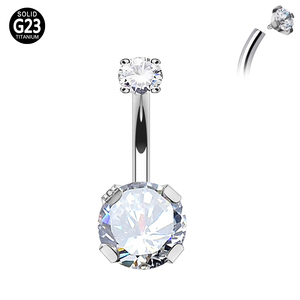 Gioielli per Piercing in Titanio ASTM F136 G23, Anelli per Ombelico con Filettatura Interna Rotonda/Quadrata/a Forma di Stella/Cuore con Zirconi Cubici 136 - Product Image 4