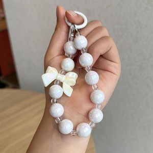 Ciondolo per cellulare in stile coreano con fiocco alla moda, catena, perle, anti-caduta, galvanizzato, con perline, per ragazze - Product Image 5