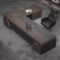 Combinaison de chaise de bureau de bureau du patron Meubles de luxe modernes simples Bureau du président de grande classe en chêne clair Utilisation scolaire à domicile