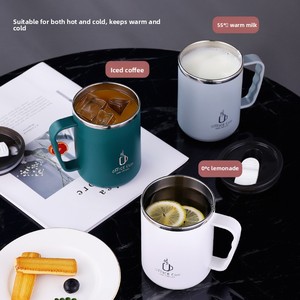 Mug isotherme moderne et minimaliste en acier inoxydable 304 de 500 ml avec poignée et couvercle, idéal pour le café, le thé et l'eau au bureau – Cadeau - Product Image 4