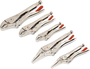 5 Piece Curved and Long Nose Locking Plier Set Vise Grip Plier - Product Image 1