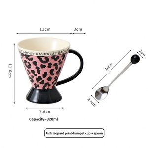 <b>Light</b> Luxury Advanced Sense Mug Afternoon Tea Ceramic Water Cup Niche Leopard Print Coffee Cup Festival Gift Lady Cup - Product Image 5