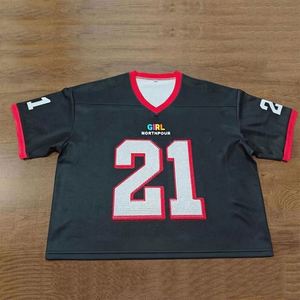 เสื้อเจอร์ซีย์อเมริกันฟุตบอลสไตล์เรโทรสตรีทแวร์ ผ้าระบายอากาศ พิมพ์ลาย ดีไซน์ใหม่ ปี 2025 ไซส์พลัส แขนสั้น - Product Image 2