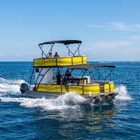 Perahu Pontun Dua Lapis Konfigurasi Warna Kustom Platform Seluncur Wakeboarding Tempat Duduk Nyaman untuk Wisata