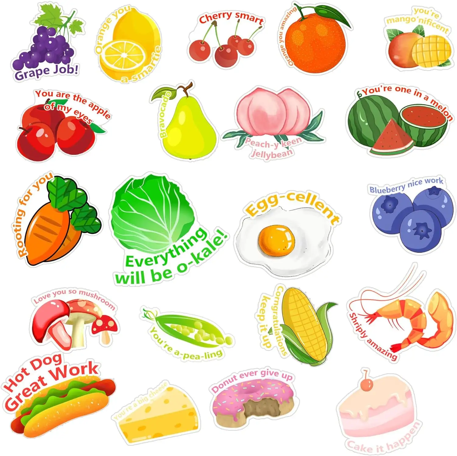 Fruits and Food Thick Gel Clings Window Decals Removable and Reusable Cute Encourage Vegetables Clings Stickers for Kids Adults