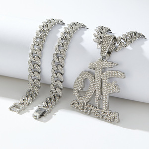 Catena Cubana Dorata con Strass e Ciondolo OTF per Moda <span class=keywords><strong>Hip</strong></span> <span class=keywords><strong>Hop</strong></span> e Streetwear - Product Image 5