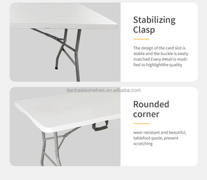 Tables et <span class=keywords><strong>chaises</strong></span> de fête pliantes réglables en plastique rectangulaires, portables, écologiques, pour rangement, utilisation en salle de sport et cuisine – Vente directe usine - Product Image 2