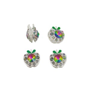 Perles en alliage en forme de pomme avec strass pour la fabrication de bijoux, perles rondes 3D double face, perles en métal - Product Image 5