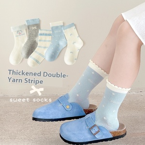WZ57 2025 Otoño Invierno calcetines para niños pequeños dulces calcetines de tubo de hilo doble clase calcetines de algodón peinado <span class=keywords><strong>sin</strong></span> hueso para niñas - Product Image 3