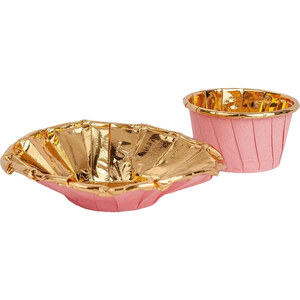 Pink And Gold Rolled Rim Cupcake Liners Medium Size For Birthday <b>Cake</b> <b>Decorating</b> <b>Supplies</b> - Product Image 2