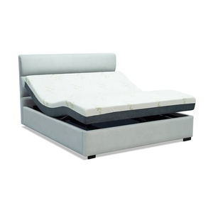 Foldable <strong>Queen</strong> Size Adjustable <strong>Bed</strong> <strong>Frame</strong> with Headboard and Mattress - Product Image 1