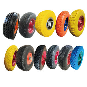 Nueva carretilla de alta elasticidad <span class=keywords><strong>antipinchazos</strong></span> de <span class=keywords><strong>10</strong></span> <span class=keywords><strong>pulgadas</strong></span>, rueda de rodamiento de PU, rueda giratoria de PU - Product Image 1