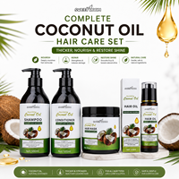Ensemble capillaire sans sulfate ni parabène, 4 pièces, soin capillaire à l'huile de noix de coco naturelle pour cuir chevelu sensible