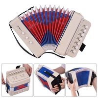 Mini 10-Button Kids Accordion Toy Supports Bass Chords 14 Notes with Cleaning Cloth Educational Music Instrument for Children