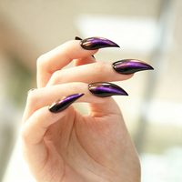 Faux ongles à presser personnalisés, effet brillant, motif griffe de dragon, œil de chat noir, griffe de chat, gothiques, courbés, en acrylique, réutilisables