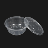 Bol à soupe en plastique avec couvercle, transparent, de qualité alimentaire, jetable, camping, blanc, rond