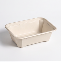 Amerikaanse stijl wegwerp bioafbreekbare suikerrietpulp vleesbakje pure bagasse fruitverpakking met deksel voor supermarkt