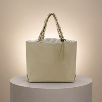 Sac fourre-tout en nylon uni style décontracté avec bandoulière froncée et cordon de serrage, grande capacité, pour femme, idéal pour le shopping quotidien