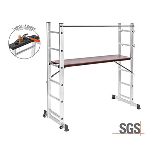 Échelle en aluminium d'échafaudage de ventes directes d'usine de Kollmax 2x7 étapes avec des roues de conseil pour la construction - Product Image 6
