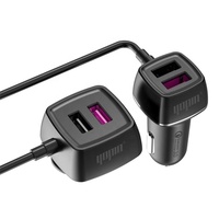 Top 10 Trend produkte 4 USB QC 3.0 4 in 1 Auto ladegerät Schnell ladung mit 1,5 m Verlängerung kabel Rücksitz Auto ladegerät