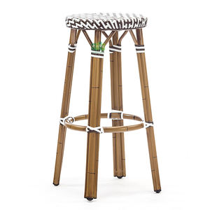 Taburete de Bar Redondo de Mimbre Estilo Bistró Francés con Aspecto de Bambú para Exteriores EASE (E1079) - Product Image 1