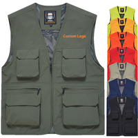 Veste à manches en gros doublure en maille respirante été pêche voyage photo travail extérieur Safari poches multiples gilet de pêche pour hommes