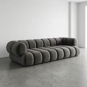 Canapé modulaire en tissu gris style guimauve, design créatif arrondi, canapé nuage pour un intérieur minimaliste - Product Image 2