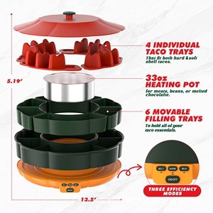 Olla Eléctrica de Aluminio con Revestimiento Antiadherente de 150W para Tacos Mexicanos, Panqueques, Pollo, Burritos, con Bandeja Giratoria - Product Image 3