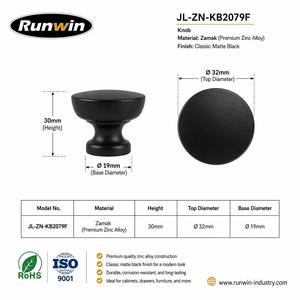 OEM Factory Matt Black Zinc Alloy Mushroom <strong>Knob</strong> Easy Installation Pull for Cabinet Furniture Wardrobe Dresser <strong>Bedroom</strong> Bathroom - Product Image 3