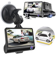Enregistreur vidéo DVR de voiture de 4 pouces avec objectif à 3 caméras Écran IPS HD 1080P Vision de nuit à double angle Caméra de tableau de bord automatique
