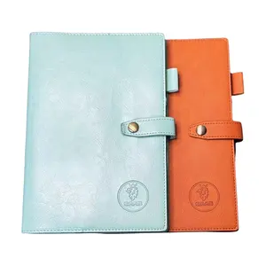 Caderno de capa dura para diário, caderno de capa macia em couro, plano de capa dura, forrado em PU com logotipo personalizável
