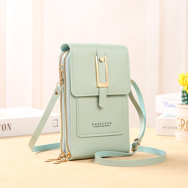 Touch Screen Phone Bag for Women Cute Crossbody Bag with Zipper Closure Fashionable PU Material Portable Lightweight Design