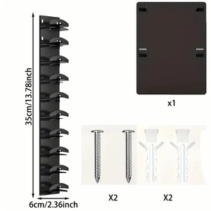 Organisateur mural multifonctionnel en PVC et métal pour chapeaux et casquettes de baseball, support adhésif puissant, capacité de 10 chapeaux, présentoir suspendu - Product Image 2