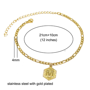 Regali di moda lettere A-Z Charm in acciaio inox placcato <span class=keywords><strong>oro</strong></span> 18k <span class=keywords><strong>cavigliera</strong></span> iniziale braccialetti alla caviglia per le donne - Product Image 2