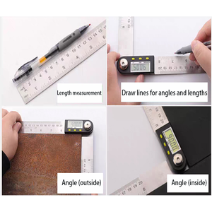 Nhà Máy Bán Buôn Thép Không Gỉ Kim Loại Cai Trị 200/300/500 <span class=keywords><strong>Mm</strong></span> Góc Cai Trị 360 ° Phổ Kỹ Thuật Số Góc Thước Góc Góc Finders - Product Image 6