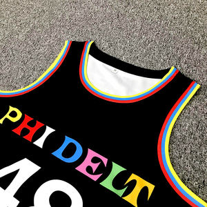 Camiseta de baloncesto de último diseño bordado personalizado ropa de calle deportiva Camisetas Camiseta de baloncesto de malla - Product Image 4