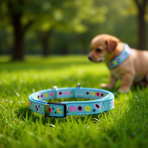 Collare con Patch a Pois e Impronte di Zampe di Cane da 1,5 Pollici per Animali Domestici - Product Image 2