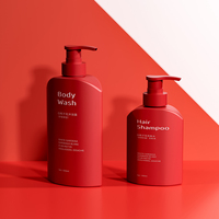 <strong>Best</strong> <strong>Sellers</strong> Luxury Red Empty PET Plastic Shampoo and <strong>Body</strong> Wash <strong>Bottles</strong> 300ml 500ml with Press Pump