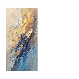 Hand Painted Abstract Oil <b>Painting</b> Rectangle Metal <b>Frame</b> Beige <b>For</b> Entryway Hallway Living Room Art - Product Image 5